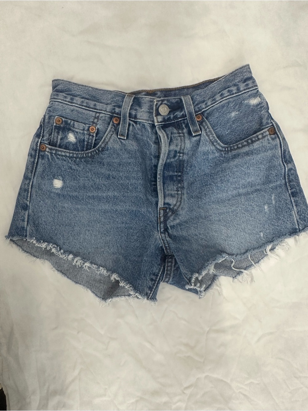 Levi's Light Blue Distressed Cutoff Denim Shorts
